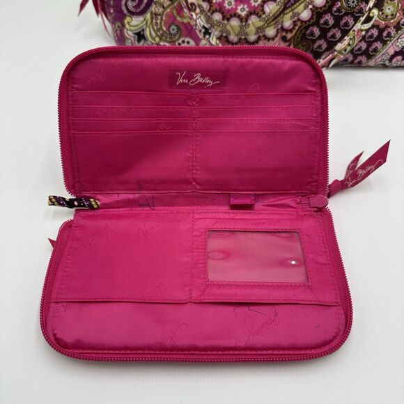 Vera Bradley Bowler Bag + Wallet Very Berry Paisley Retired Floral Pattern Pink - Picture 11 of 13